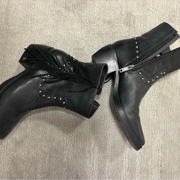 Sam Edelman Bernie Fringe Ankle Booties Black Leather Size 6 - Picture 5 of 6